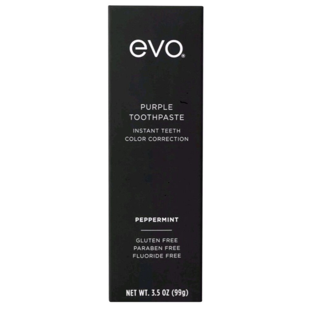 3X EVO PURPLE INSTANT TEETH COLOR CORRECTION PEPPERMINT FLUORIDE FREE TOOTHPASTE